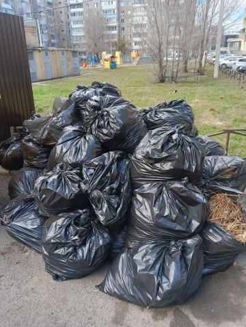 Во время субботников не забываем правильно складировать листву